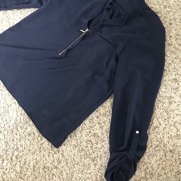 Zara Navy Blue Zipper Blouse - Picture 3 of 3